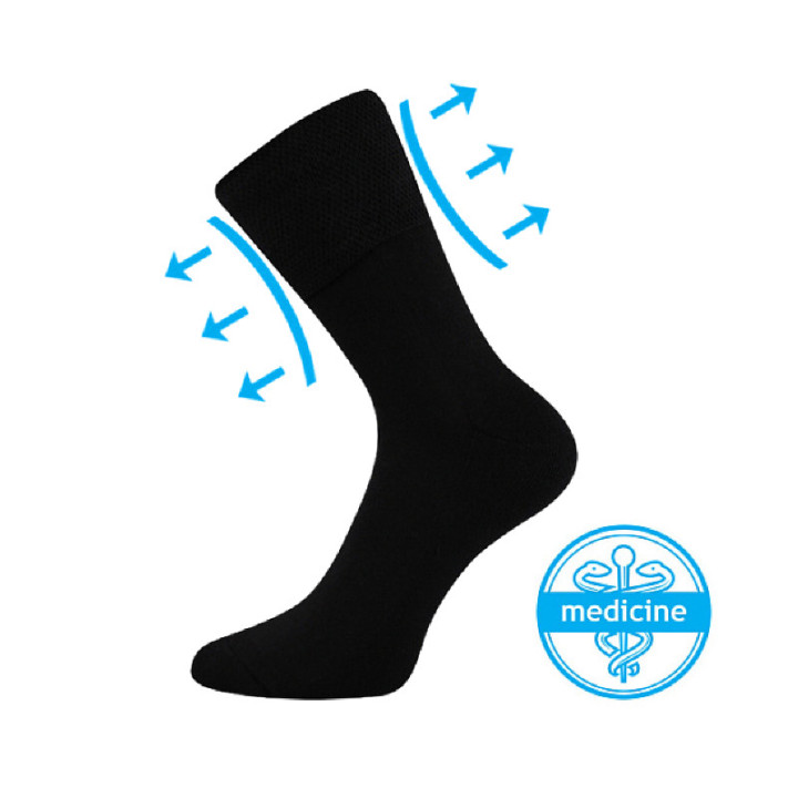 Ponožky medicine FINEGO s jemným lemem ČERNÉ