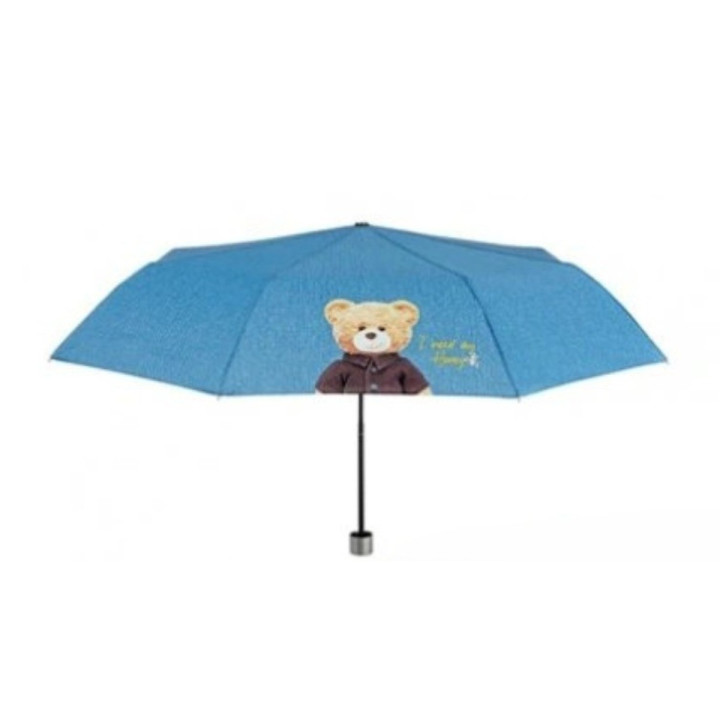 Skládací manuální deštník Medvídek světle modrý 26205