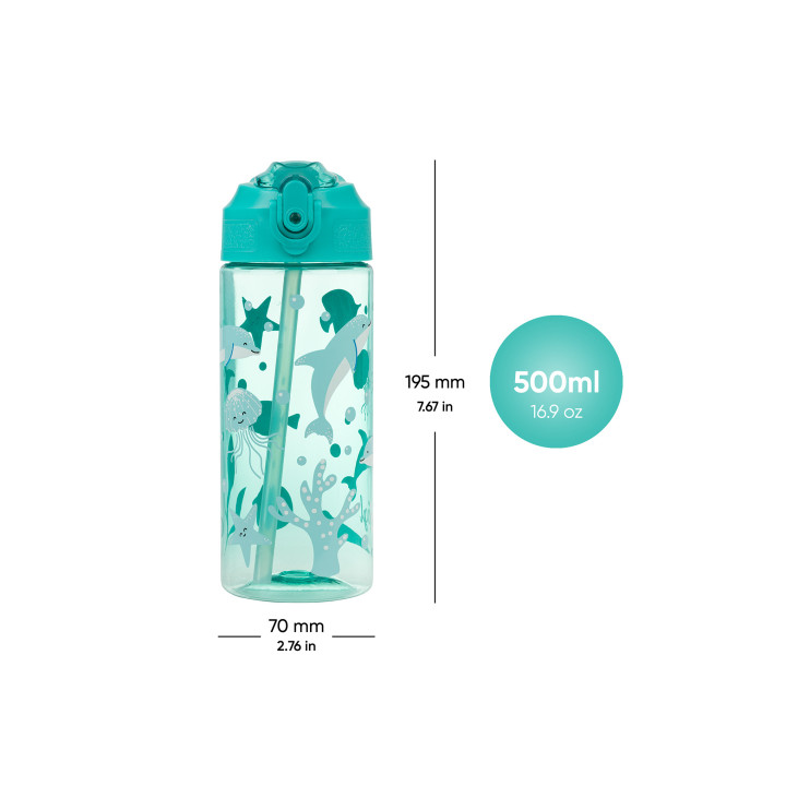 BAAGL Tritanová láhev na pití s brčkem Delfín 500 ml